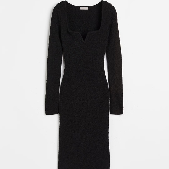 H&M BOUCLÉ-KNIT DRESS XS Black - Picture 1 of 2